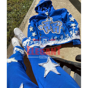 CHÁNDAL CON CREMALLERA Bordado desgastado Chándales Acampanados para hombres traje de sudor pantalones de chándal acampanados y conjuntos de Sudadera con capucha chándales personalizados - Product Image 2