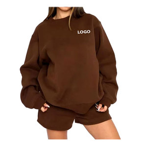 Elegante sudadera deportiva para mujer, conjunto de pantalones cortos, patrón Vintage, cuello redondo, conjuntos de Fitness para gimnasio, Color sólido con decoración elegante - Product Image 1