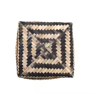Square Bamboo Woven <b>Box</b> <b>With</b> <b>Lid</b> Natural <b>Storage</b> Solution For Home And Dining Table Use - Product Image 4