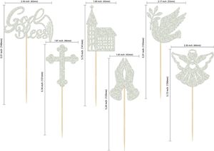 Plata <span class=keywords><strong>Primera</strong></span> Comunión y Bautismo Cupcake Topper Niños Oración Dios Bendiga Comunión Mascota Paloma Cruz Cupcake Topper - Product Image 2