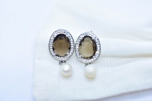 ต่างหูควอทซ์สีควันธรรมชาติเครื่องประดับแฟชั่นทำมือสินค้าของขวัญทำด้วยมือต่างหูเงินสเตอร์ลิง925 - Product Image 5