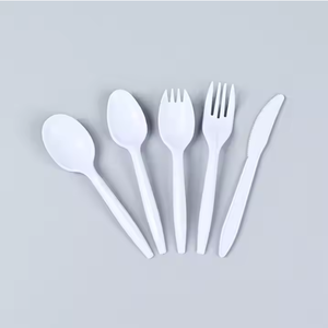 Couverts en plastique Cuillère à soupe Cuillère à thé Noir/Blanc PP/PS Kits de couverts en plastique jetables Serviette Spork en plastique Sel Poivre marque HM - Product Image 3