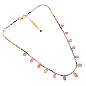 925 Sterling Silver Beaded Tourmaline <b>Necklace</b> | Luxury Indian Artisan Jewelry for Wedding & Gift Occasions - Product Image 2