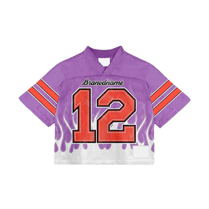 Vente en gros de maillot de football en maille 100% polyester maillot de football américain respirant Style personnalisé mode pas cher prix respirant - Product Image 1