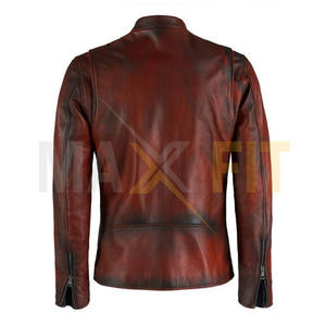 แจ็กเก็ตหนังวัวของผู้ชายงานตามสั่ง2024ผ้าแคนวาสคอตั้งสำหรับนักแข่งรถคาเฟ่นักขี่จักรยาน - Product Image 2