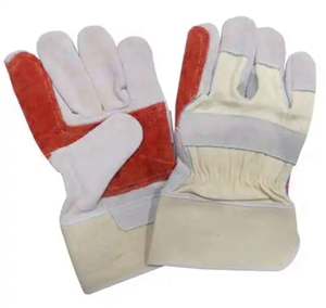Guantes de trabajo de cuero dividido de cuero de vaca reforzado de alto rendimiento Guantes de aparejo de seguridad de cuero para industrias de construcción resistentes - Product Image 2