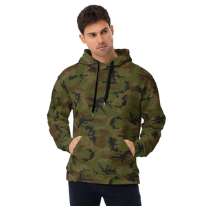 Sudadera con capucha de camuflaje transpirable para hombre para invierno, tela de punto suave para exteriores con cuello con capucha de patrón sólido y logotipo frontal - Product Image 3