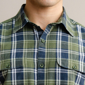 Camisa de franela a cuadros de peso pesado para hombre con bolsillos cargo, camisa para exteriores, camisas de talla grande para hombre, 100% algodón - Product Image 2