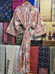 Kimono de algodón floral Boho Hippie Swim Cover Up - Product Image 3