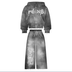 Couleur unie femmes survêtements Street Wear nouveauté femmes survêtement pour adulte personnalisé décontracté 100% coton survêtement dames - Product Image 5