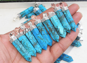 Venta al por mayor de colgantes de lápiz de Plata de Ley 925 étnicos hechos a mano, joyería turquesa de magnesita para bodas, fiestas, compromisos - Product Image 4