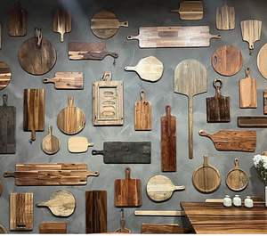 Juego de tabla de cortar de madera Tabla de cortar de fibra de madera de acacia natural para cocina con ranura para jugo y mango interior - Product Image 5