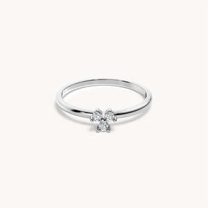 Bague géométrique en or 10 carats plaqué rhodium avec pierre précieuse taillée - Product Image 1