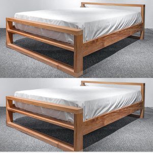 Lit en bois de teck massif en vente chaude avec des coins arrondis et un design minimaliste à prix abordable - Product Image 4