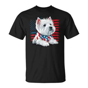 Camiseta con bandera americana de West Highland Terrier, diseño patriótico de perro del 4 de julio - Product Image 1
