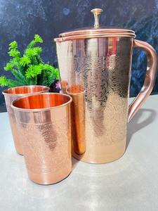 Pure Copper <b>Mugs</b> and Glass <b>Set</b> Handmade Drinking Ware Wholesale - Product Image 3