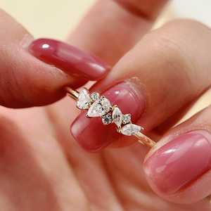 14K oro amarillo múltiples formas corte laboratorio cultivado diamante racimo anillo boda compromiso aniversario fiesta fina regalo joyería para ella - Product Image 2