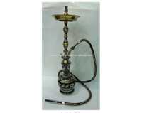 Farida Ensemble de chicha de luxe de haute qualité, mini, de type courbé, en laiton oxydé, finition laquée, avec tige en cuivre, vase en verre et plateau lourd avec logo
