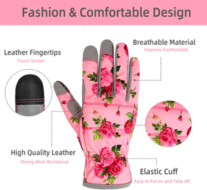 Gants de sécurité en cuir pour l'élagage des roses, anti-impact, résistants à la chaleur, anti-épines, antidérapants, imperméables, compatibles avec les écrans tactiles - Product Image 2