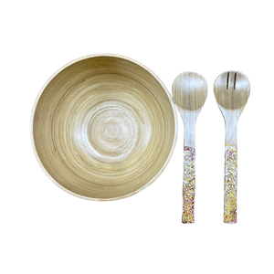Vente en gros d'ustensiles de cuisine de style boho bol de vadrouille en bambou décoratif bol à salade incrusté poli avec des prix bon marché du Vietnam - Product Image 6
