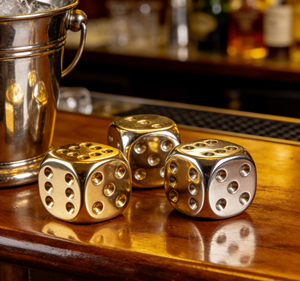 Ensemble de dés en acrylique plaqué or et argent brillant de 16 mm, thème Mahjong créatif pour les fournitures de bar, dés de bonne qualité - Product Image 5