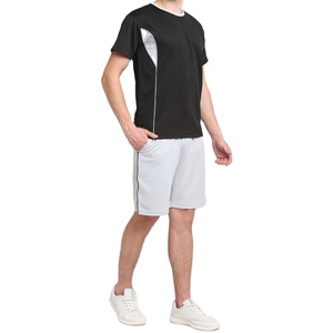 Custom Men's Plus Size Summer Two-Piece <b>Set</b> Plain Polyester/Cotton Short Sleeve T-Shirt Shorts Quick Dry Breathable Fabric for - Product Image 3