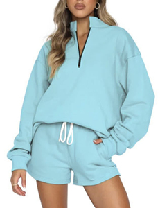 Ropa de mujer 100% algodón verano Mujer traje de dos piezas conjunto completo Color sólido Casual camisa suelta y conjuntos cortos 2026 - Product Image 2