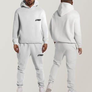 OEM Private Label Jogger Set Jogging Suit Logotipo personalizado Sweatsuit Pantalones y Sudadera con capucha 2 PCs Set Chándal en blanco para los hombres - Product Image 3
