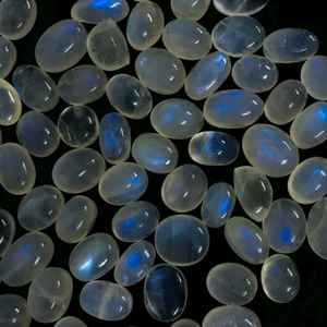 พลอยมูนสโตนทรงไข่สีรุ้งธรรมชาติอัญมณีทรงรีสีฟ้า - Product Image 3