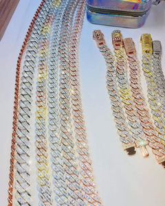 Chaîne cubaine Miami en or rose avec diamants Moissanite, 18 mm de large, quatre rangs, style Hip Hop, pour hommes, idéale pour les cadeaux - Product Image 2