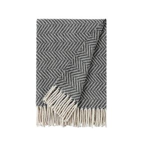 Avior Home luxe 100% laine ignifuge couverture d'hiver rayé diamant chevrons jeter solide point tissé Technique avion - Product Image 6