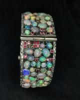Bracelet en opale d'Éthiopie authentique, rare et luxueux, en argent sterling 925 plaqué rhodium, vintage, certifié IGI, qualité supérieure exclusive