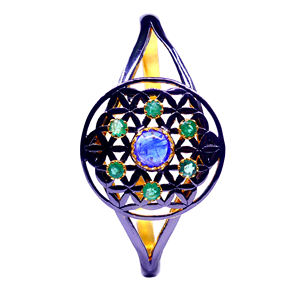 Everyday Wear Oxidized 925 Sterling Silver Unique Elegant Fashionable <b>Tanzanite</b> Emerald Gemstones Bangles - Product Image 5