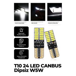 T10 W5W CANbus 24 LED สีขาวที่จอดรถหลอดไฟส่องป้ายทะเบียน5W สำหรับ MINI Chevrolet Accord 6000K สีใหม่" - Product Image 3