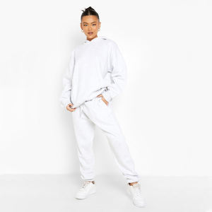 Wholesale OEM Custom Made Heavy <b>Weight</b> 320-360 GSM 100% Combed Cotton Fleece Pullover Hoodie Oversized Tracksuit <b>For</b> <b>Women</b> - Product Image 1