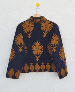 Veste en velours brodée de fleurs bohèmes, col mandarin, manches longues, grande taille, vêtements décontractés d'automne pour adultes - Product Image 2