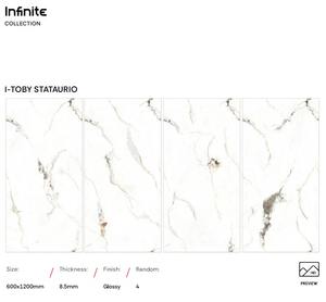 Carreaux muraux en porcelaine aspect pierre naturelle design moderne 600x1200, carreaux de marbre poli pleine masse émaillés pour hall, villa, école - Product Image 2