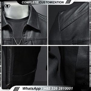 แจ็คเก็ตหนังมอเตอร์ไซค์สำหรับผู้ชาย, แจ็คเก็ตหนังจระเข้ปกขนสุนัขจิ้งจอกสำหรับฤดูใบไม้ร่วง - Product Image 5