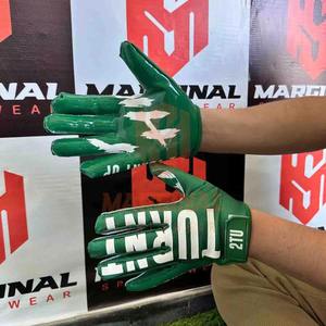 High Quality Custom Logo Design American Football Receiver Gloves Hand Grip Anti-Slip Full Finger Men Leather Silicone - Product Image 1