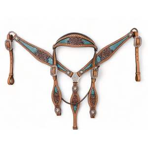 Cabecera de caballo occidental de diseño personalizado de calidad superior, cuero tallado a mano, equitación a precio competitivo - Product Image 1