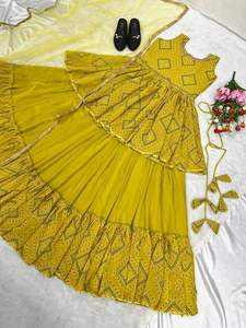 Best Seller Fashion Designer <b>Lehenga</b> With <b>Top</b> and Dupatta Set With Digital Print Work Georgette Fabric at Wholesale Price - Product Image 3