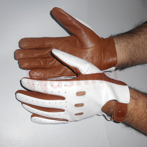 Gants de conduite en cuir souple pour hommes, complet, chaud, écran tactile, hiver - Product Image 3