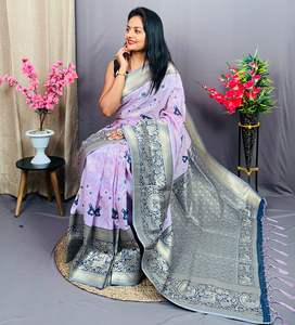 Patola de seda índigo Saree con pieza de blusa de Fabzone - Product Image 3