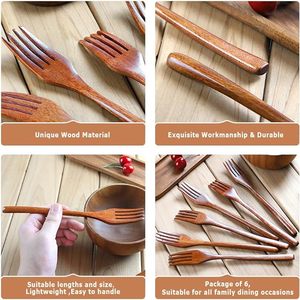 Tenedores de madera ecológicos para ensalada, juego de cena, juego de cubiertos de madera Natural hecho a mano reutilizable, alta calidad, hecho en Vietnam - Product Image 5