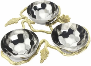 Plata decorativa bellamente martillado a mano con dos contenedores de almacenamiento para decoración de servicio de hogar y hotel a granel para exportación - Product Image 6