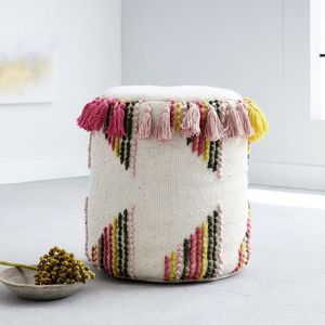 Fait à la main Boho laine coton Pouf pouf moderne meubles coussin de sol repose-pieds Pouf siège pour salon décor par ITHL - Product Image 2