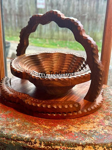 Panier à fruits secs en bois fait main de qualité supérieure, panier de service et de rangement naturel pour la maison, cadeaux, Tradebyd - Product Image 2