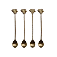 Ensemble de 4 cuillères de bar pour couverts de conception différente pour bar, fête et mariage Cuillère à soda en laiton de meilleure qualité avec vernis pour la maison