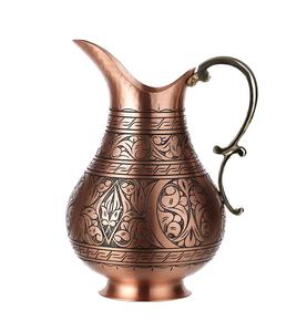 Nueva jarra de cobre de forma única y 2 de vidrio con diseño martillado utilizado para uso doméstico y de bebidas de boda - Product Image 3