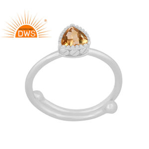 แหวนพลอยซิทรีนธรรมชาติสีเงินสเตอร์ลิงแหวนวางซ้อนกันได้ผู้ผลิตเครื่องประดับตามสั่ง - Product Image 1